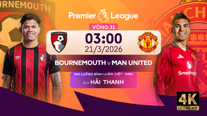 Link xem trực tiếp Bournemouth vs Man Utd 03h00 ngày 21/3